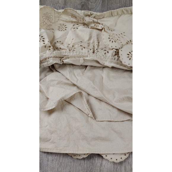 American Eagle‎ Skirt 2 Womens Tan Eyelit Boho Cottagecore Scalloped Hem Leaf - Picture 5 of 9